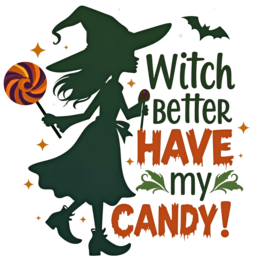 witch candy SVG PNG design with bold lettering