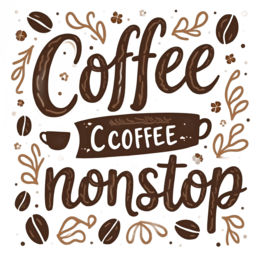 coffee beans SVG PNG design with hand-drawn style, bold lettering, red floral elements