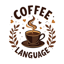 coffee language SVG PNG design with bold lettering, red and cream floral elements