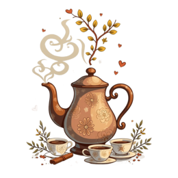 coffee teapot floral SVG PNG design with white and green floral elements