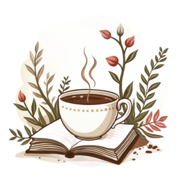 coffee book nature SVG PNG design with hand-drawn style, white and red floral elements