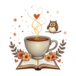 coffee owl SVG PNG design with orange floral elements
