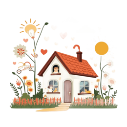 home family flowers SVG PNG design with red floral elements