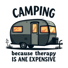 camping therapy expensive shirt SVG PNG design with bold lettering
