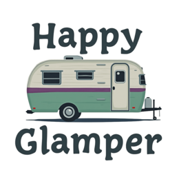 happy glamping caravan SVG PNG design with bold lettering