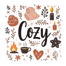 cozy nature SVG PNG design with pink and cream floral elements