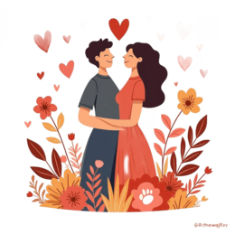 love romance shirt SVG PNG design with orange and pink floral elements