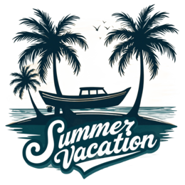 summer vacation palm trees SVG PNG design with bold lettering