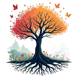 season autumn SVG PNG design with orange and red floral elements