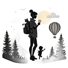 hiking family adventure flower SVG PNG design with black and white floral elements