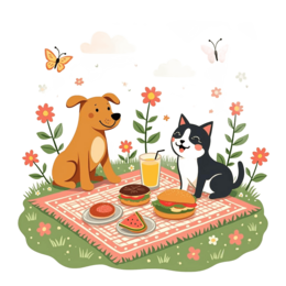 food picnic SVG PNG design with black and white floral elements