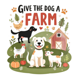 farm animals SVG PNG design with bold lettering, black and white floral elements