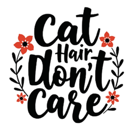 quotes cat hair don't care SVG PNG design with bold lettering, black and red floral elements