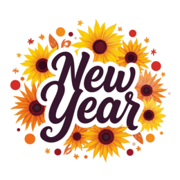 newyear flowers shirt SVG PNG design with bold lettering, orange and red floral elements