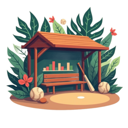baseball bench SVG PNG design with green floral elements