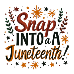 juneteenth snappy SVG PNG design with bold lettering, orange and red floral elements