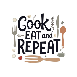 cook eat repeat SVG PNG design with bold lettering