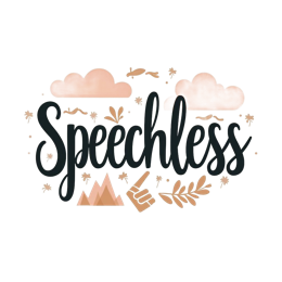 speechless floral SVG PNG design with hand-drawn style, bold lettering, peach and red floral elements