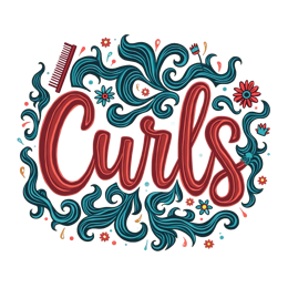 curls florals SVG PNG design with hand-drawn style, bold lettering, white and red floral elements