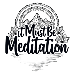 mountains lotus SVG PNG design with bold lettering, black and white floral elements