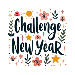 challenge flowerstars SVG PNG design with hand-drawn style, bold lettering, black and pink floral elements