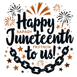 juneteenth fireworks chain SVG PNG design with hand-drawn style, bold lettering