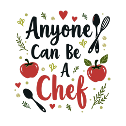 quotes chef shirt SVG PNG design with bold lettering, red and green floral elements