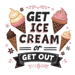 icecream quote floral SVG PNG design with bold lettering, pink and red floral elements