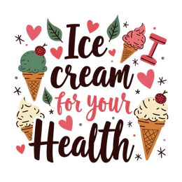 icecream health SVG PNG design with bold lettering, white and pink floral elements