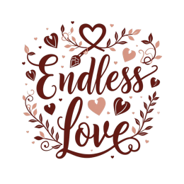 endless love SVG PNG design with bold lettering, pink and red floral elements