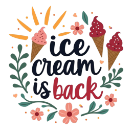 icecream flowers SVG PNG design with bold lettering, black and pink floral elements