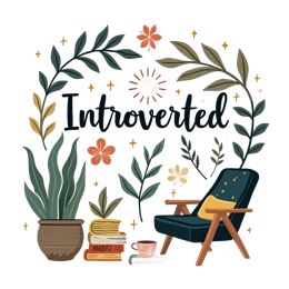 introverted relaxation SVG PNG design with bold lettering, green floral elements