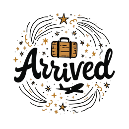 travel arrived SVG PNG design with hand-drawn style, bold lettering