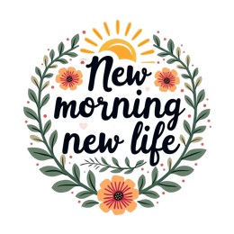 morning newlife flowers SVG PNG design with bold lettering, orange and pink floral elements, an uplifting message