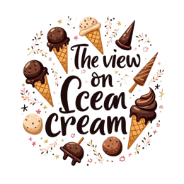 icecream view SVG PNG design with bold lettering, cream floral elements