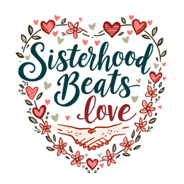 sisterhood love SVG PNG design with bold lettering, black and pink floral elements
