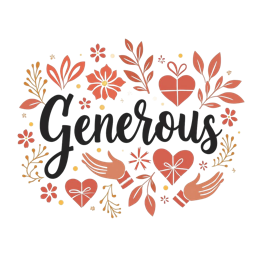 generous flowerheart SVG PNG design with hand-drawn style, bold lettering, black and white floral elements