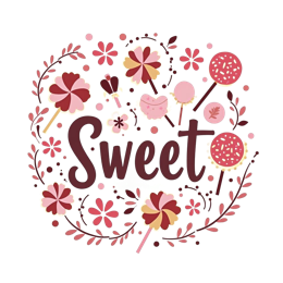 sweet flowers lollipops SVG PNG design with bold lettering, pink and red floral elements