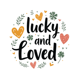 lucky loved SVG PNG design with orange and pink floral elements