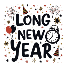newyear fireworks balloon SVG PNG design with bold lettering