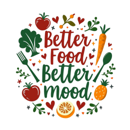 better food mood SVG PNG design with orange and red floral elements, an uplifting message