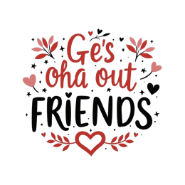 friends quotes floral SVG PNG design with bold lettering, black and pink floral elements