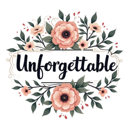 unforgettable flowers floral SVG PNG design with bold lettering, black and pink floral elements