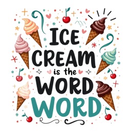 icecream word SVG PNG design with hand-drawn style, bold lettering
