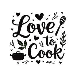 love cook SVG PNG design with bold lettering, black and white floral elements