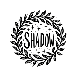 shadow leaves SVG PNG design with bold lettering, black and white floral elements