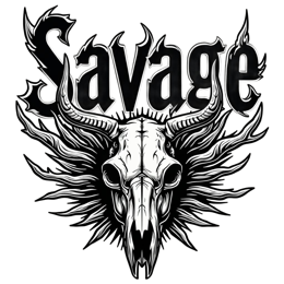savage skull shirt SVG PNG design with bold lettering