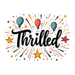 thrilled balloons stars SVG PNG design with bold lettering