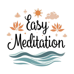 easy meditation flowers SVG PNG design with bold lettering, orange and green floral elements