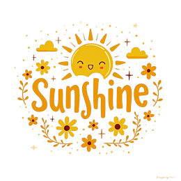 sunshine happiness flower SVG PNG design with bold lettering, yellow floral elements